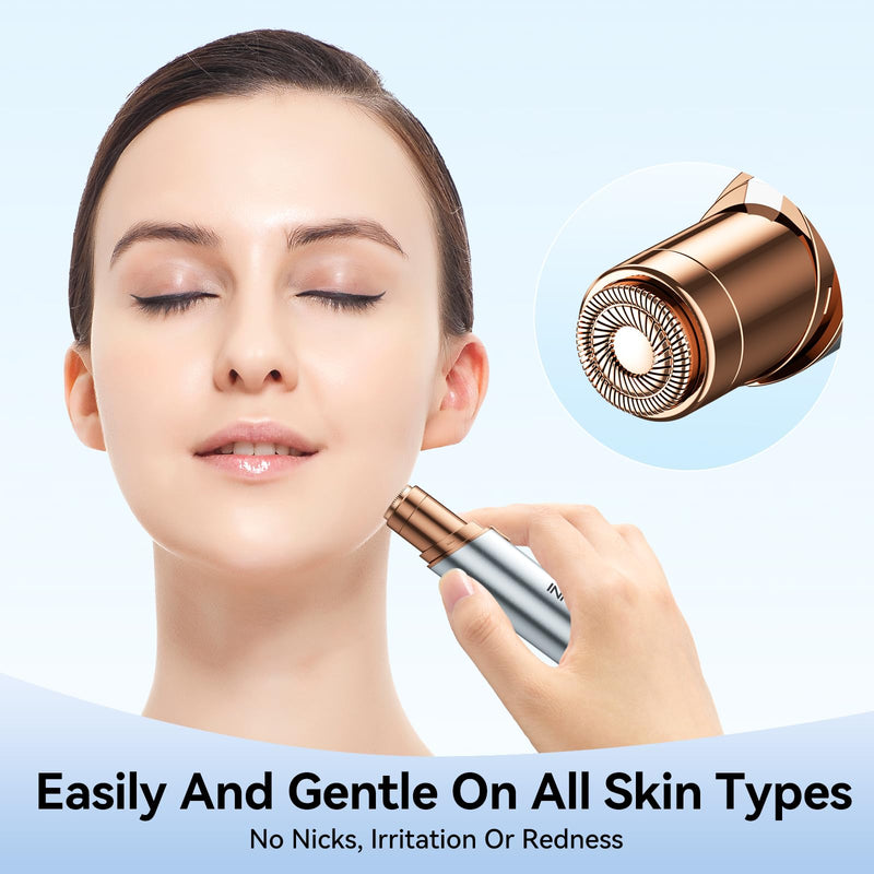 Facial Hair Remover for Women Ladies Upper Lip Hair Removal Electric Face Shaver with Rechargeable Battery Brush (Blue) Blue