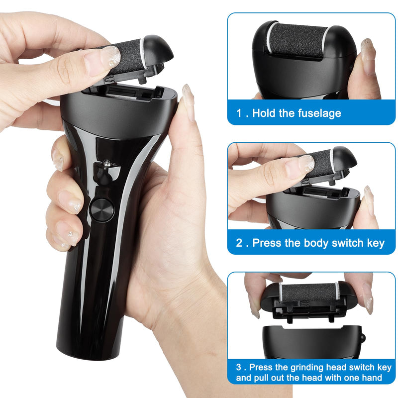 [Australia] - UCAMP electric callus remover with 3 replacement rollers, electric callus remover, waterproof callus rasp, callus removal foot, rechargeable, foot callus remover for foot care 