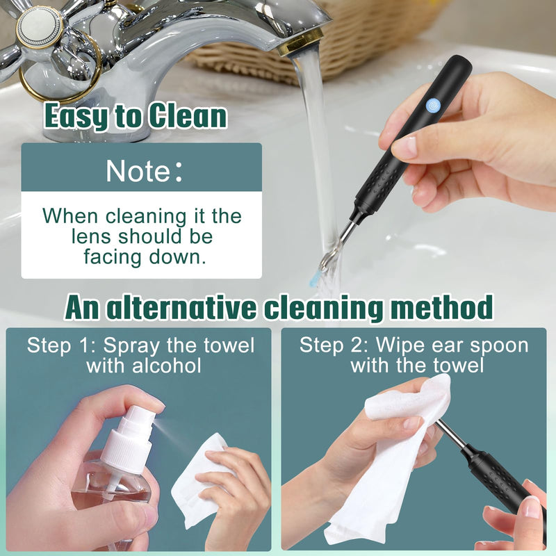 [Australia] - Earwax Remover Otoscope, LMECHN 1080P HD Otoscope, Wifi Ear Cleaner with Camera, Otoscope with 6 LEDs, IP67 Waterproof Otoscope Ear, for iPhone, Android, iPad, Black Black 2 
