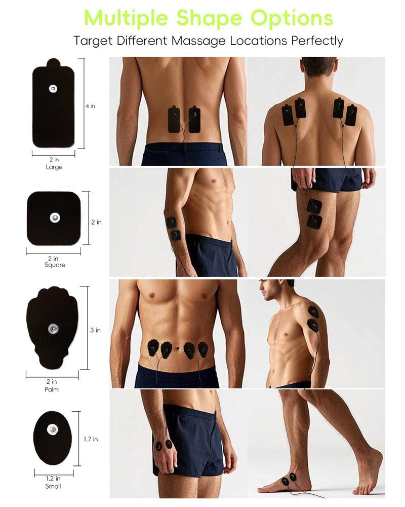 [Australia] - 20 Pack TENS Unit Electrode Pads with Wire Cable Combination Set. Reusable Premium Hydrogel Self-Adhesive TENS Unit Replacement Pads, Compatible with Belifu, AVCOO, NURSAL, TENS 7000, AUVON, Neocarbon Black 