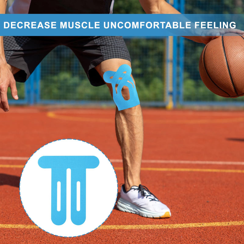 [Australia] - 50pcs Kinesiology Tapes for Knees Pain, Precut Waterproof Kinetic Knee Patch K Tape Strips Breathable & Latex-Free Athletic Sticker Patches for Stability & Muscle Sports Support(Blue) 