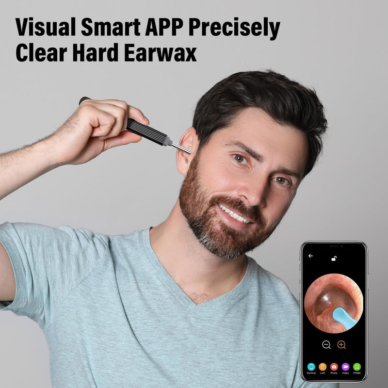[Australia] - Earwax Remover Otoscope, 1080P Ear Cleaner with Camera, WiFi Ear Cleaner with Camera, IP67 Waterproof Ear Endoscope Ear Camera with 6 LEDs - Otoscope Ear, for iPhone, Android, iPad, Black 