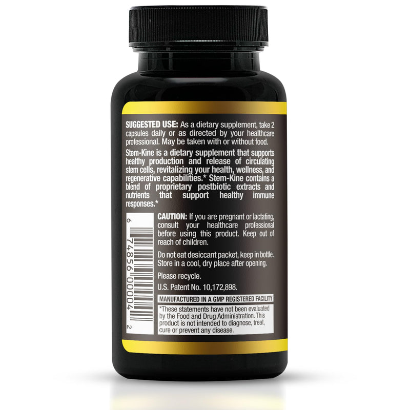 Stem-Kine Stem Cell Supplements, 60 Capsules | Promotes Healthy Aging, Supports Cardiovascular & Joint Health, Increases Circulating Stem Cells