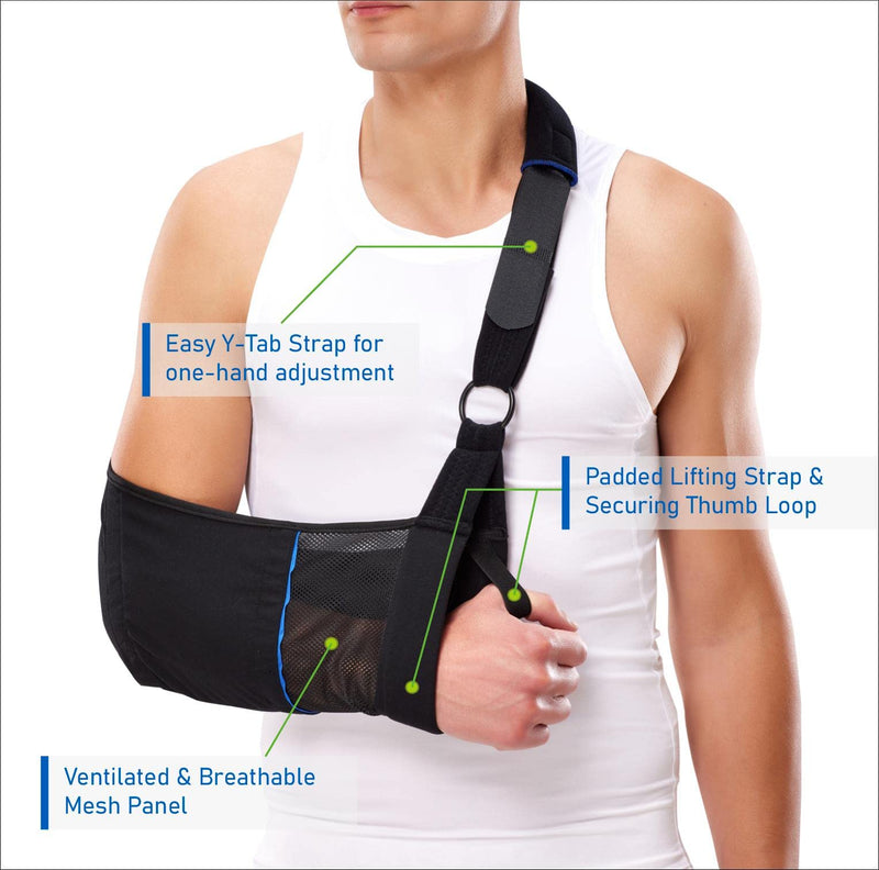 [Australia] - Arm Sling – Lightweight & Breathable Medical Sling with Adjustable Shoulder Strap for Torn Rotator Cuff, Broken or Fractured Forearm Bones, One size fits most 
