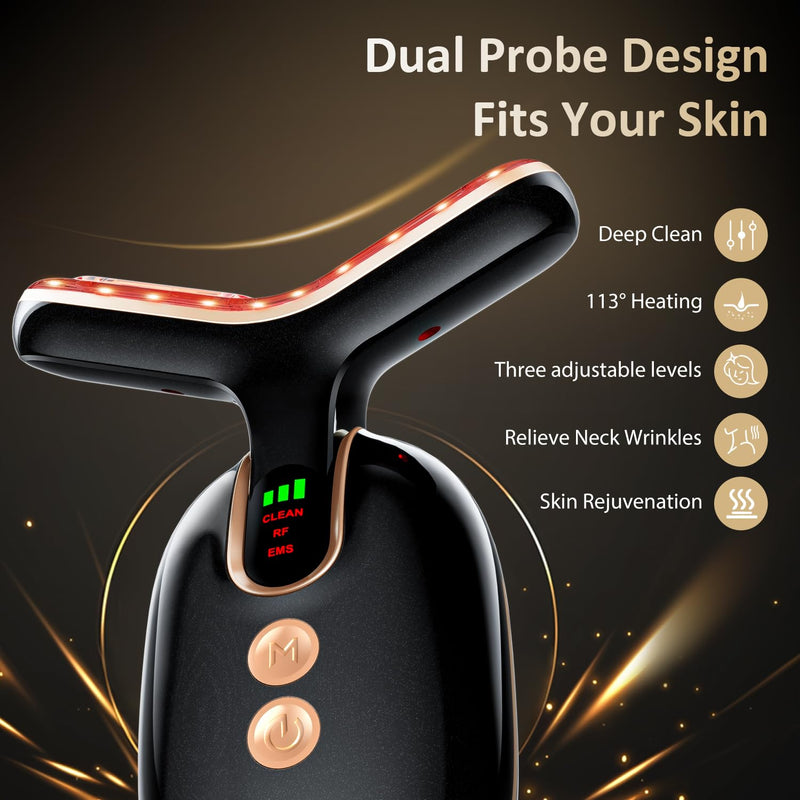 Facial Massager Red-Light-Therapy-for-Face, Neck Skin- Face Wand Tool, TENS L E D Facial Beauty Device Portable at-Home Face Tool for Skin Care