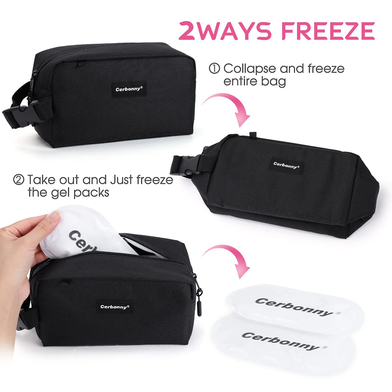 [Australia] - Freezable Lunch Bag,Freezable Snack Bag,Mini Cooler Bag for Travel/Work/School,Small Insulated Bag,Small Cooler Lunch Box with Ice Packs,Insulated Snack Bag,Freezable Snack Box with Handle Buckle black-1 