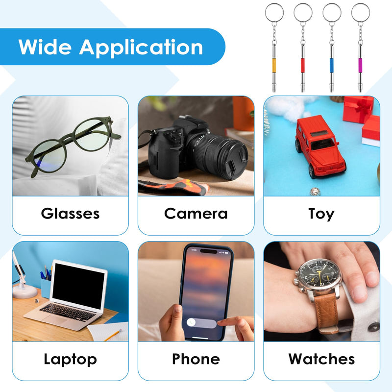[Australia] - Nogeqi 4 pieces 4 in 1 glasses screwdriver, screwdriver for glasses repair set, mini screwdriver glasses, glasses tool set small, glasses screws screwdriver keychain 
