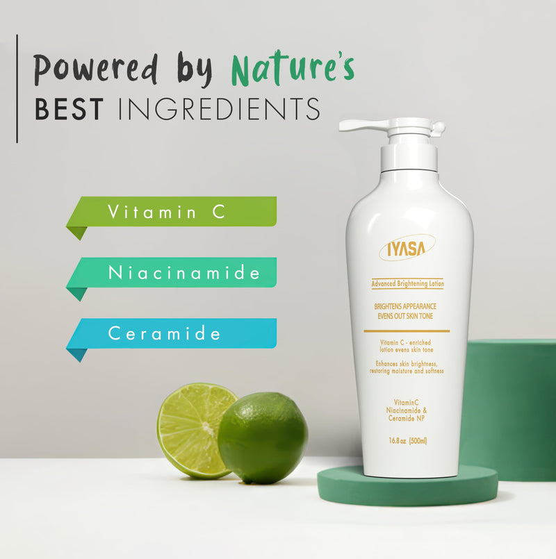 IYASA Advanced Brightening Lotion with 5% Vitamin C, 10% Niacinamide, Water-based Skin Brightening Body Lotion, Even Tone, Dark Spot Remover, Lightening Body Lotion Scent