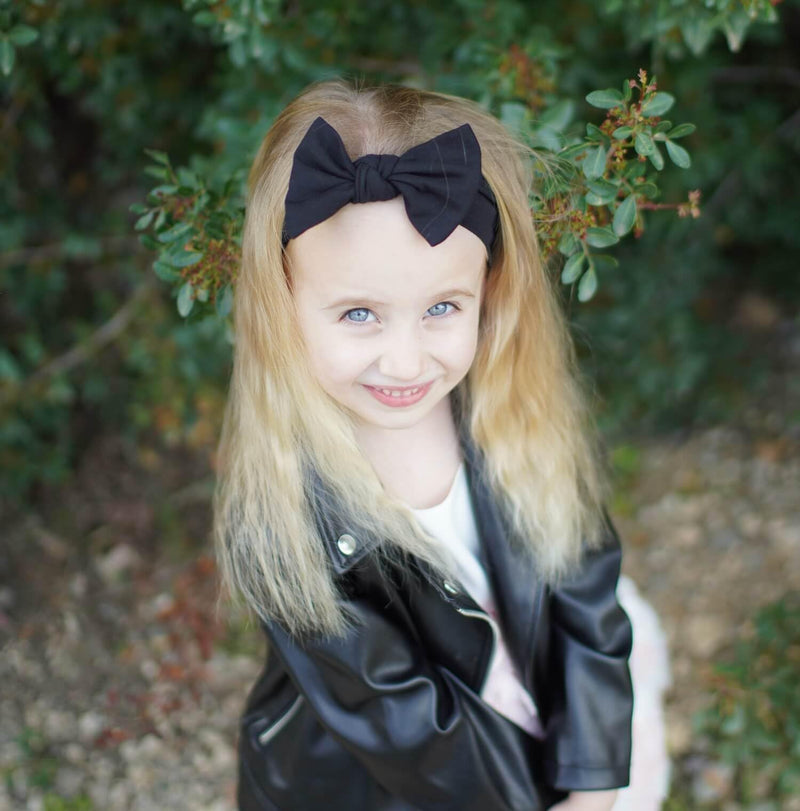 [Australia] - Baby Girl Headbands-Infant,Toddler Cotton Handmade Hairbands with Bows Child Hair Accessories (Black) Black 