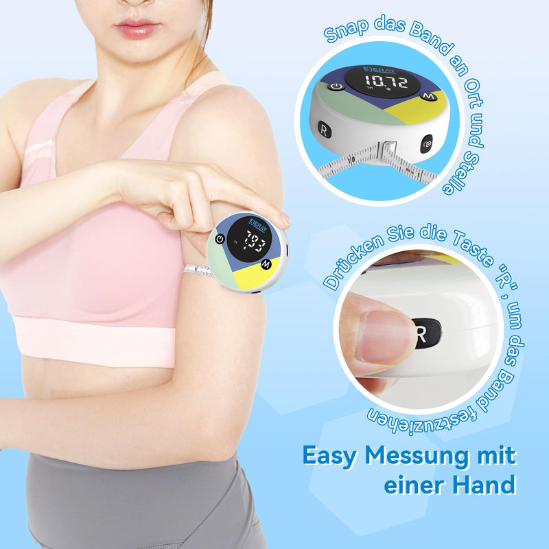 [Australia] - EJERAY Smart Body Measuring Tape, Bluetooth Body Fat Measuring Tape with App, Measuring Tape Body Measurements of Biceps, Chest, Hips, Calves, Thighs and Neck, Fitness Tape Measure, 60in/150cm 