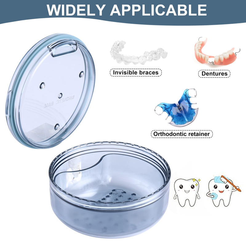 Retainer Case,2 In 1 multifunctional Retainer Case,Slim Retainer Case,Orthodontic Retainer Cleaning Case for Retainers, Aligners, Night-Guard/Mouth-Guard blue
