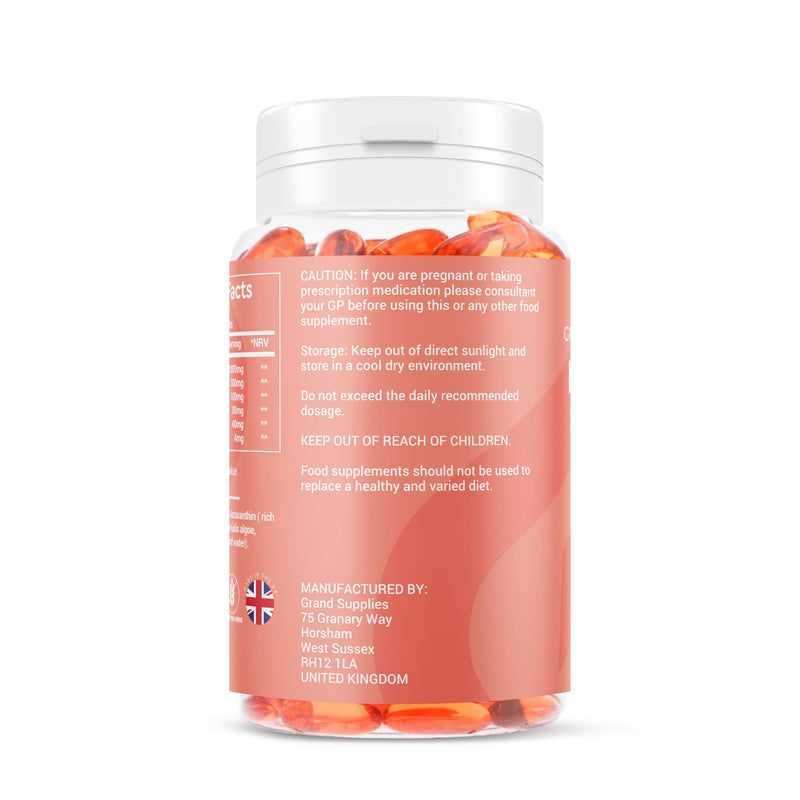 Norwegian Salmon Oil - 1000mg - 4 Months Supply - DHA,DPA,EPA & Astaxanthin - Omega 3 6 9 Capsules High Strength -Burpless Taste - 120 Days Supply