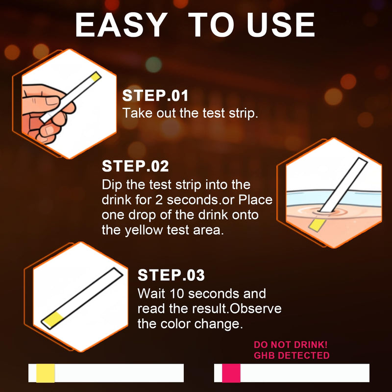 Spiked Drink Test Strips-125 Tests Alcohol Test Strips,10 Second-Side,Tests for GHB and Ketamine in the Beverage, Beer, Cocktail, Juice, Wine, Juice etc.Beverage Safety