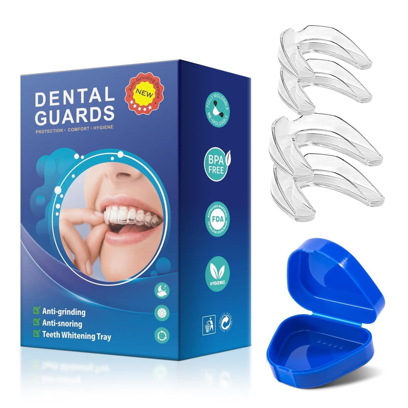[Australia] - Pack of 4 nighttime grinding splints, 2 sizes, mouldable snoring splint, mouth guard for teeth grinding, anti-snoring, bite splint for the night 