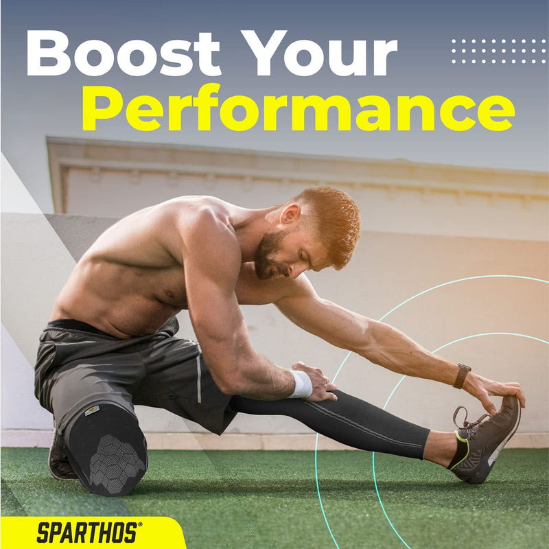 [Australia] - Sparthos Leg Compression Sleeves - Aid in Recovery and Support Active Lifestyle - Innovative Breathable Elastic Blend - Anti Slip, Day & Night Wear X-Small Midnight Black 