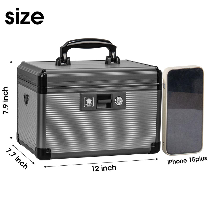 [Australia] - Medicine Lock Box with Key, Alluminum Alloy Box for Medication,First Aid Box with a Removeable Tray to Store Medicines & Pills for Home, Black 12 * 7.68 * 7.87 Inch Medium-12inch 