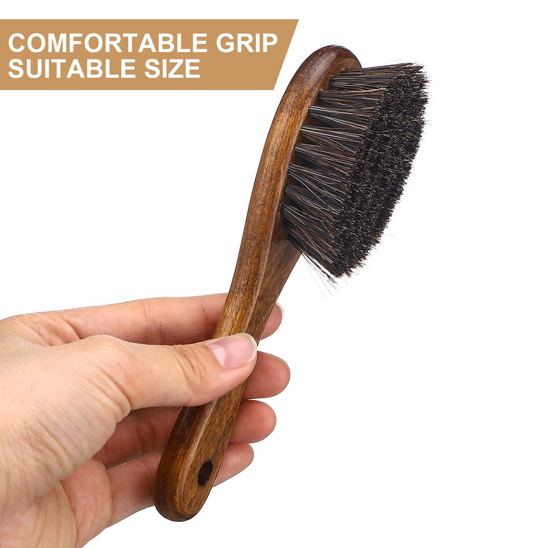 Patelai 4 Pieces Barber Fade Brush Set with Natural Fiber Wooden Handle Beard Styling Brush, Neck Duster, and Cleaning for Men's Grooming (Brown) brown