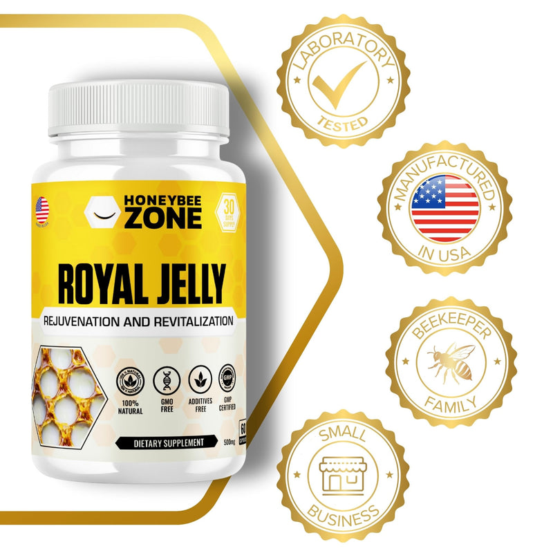 [Australia] - Royal Jelly Capsules ‚Äì 500 mg Energy, Glowing Skin and Brain Booster Supplement | Non-GMO, Gluten-Free, 60 Easy-to-Swallow Veggie Capsules 
