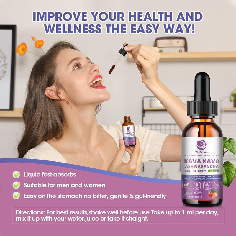 [Australia] - (2 pack) Kava Kava Root Extract Supplement - Calming High Concentration Kava w/ Ashwagandha, Lemon Balm, Valerian Root for Relaxation, Liver, Cognitive Support & Immune System,Vegan, Alcohol-Free 1 Fl Oz (Pack of 2) 