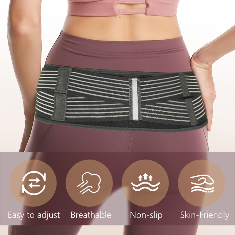 Herokoo Posture Sacroiliac Hip Belt for Women and Men That Alleviates Sciatic, Pelvic, Lower Back, Leg and Sacral Nerve Pain Caused by Si Joint Dysfunction Pelvic Support Belt Black