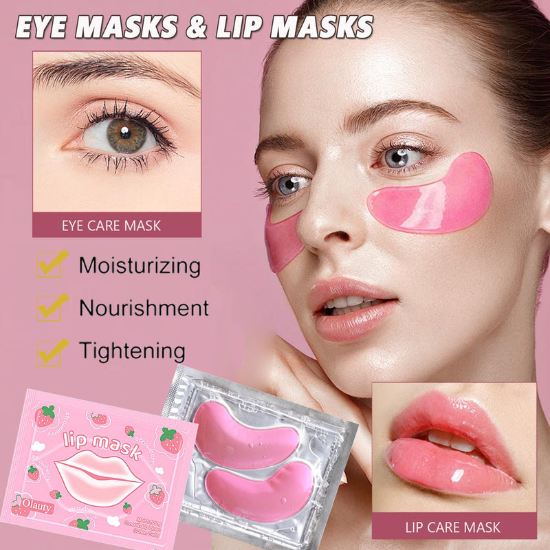 30 Pairs Eye Masks & Lip Masks, Pink Eye Patches, Spa Party Bridesmaid Gift | Lip Mask Pink Pads, Bridal Shower Gifts, Stuff Gifts for Girls, Bulk Gifts, Self Care for Women, Bachelorette Party Favors