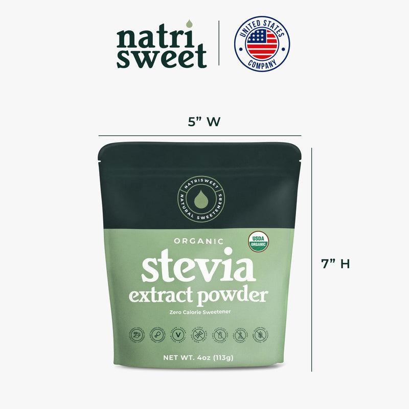 [Australia] - NatriSweet Stevia Powder, 4 oz, Pure Stevia Sweetener with No Additives, No Fillers, Zero Carbs, Zero Calorie, Organic Stevia Powder For Sugar Substitute, 300 Times Sweeter Than Sugar, 800+ Servings 