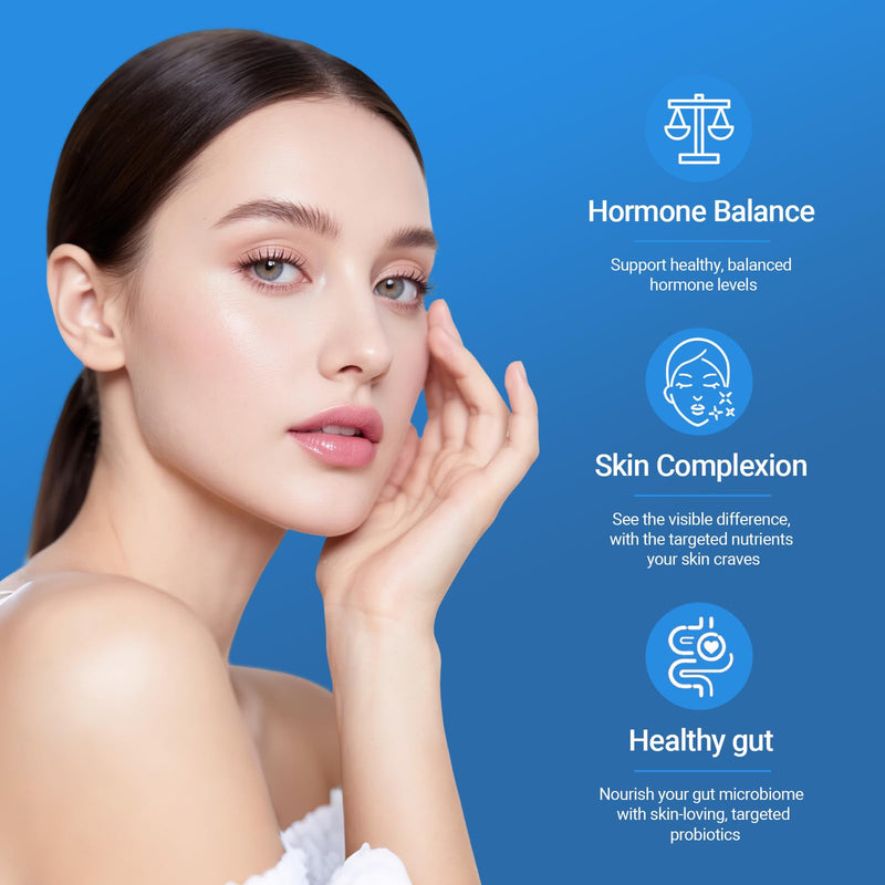 Hormonal Acne Supplement, Clear Skin Supplement with Zinc, Natural D Supplement - Skin Care Vitamins - Hormone Balance, Antioxidants - Gluten Free, Cruelty Free, 60 Capsules