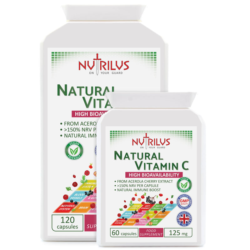 Natural Vitamin C Capsules from Acerola Cherry 500mg Extract - High Bioavailability Supplement - not Ascorbic Acid - Fruit and Herbs Extracts - not Tablets (120 Capsules) 120 count (Pack of 1)