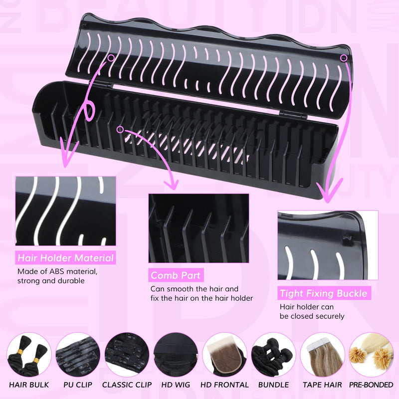[Australia] - IDN BEAUTY Hair Extension Holder Stand for Styling, 4 Installation Modes With Tool, Black Hair Extension Holder Designed to Securely Hold Your Extensions for Washing, Styling, Packing and Storing 