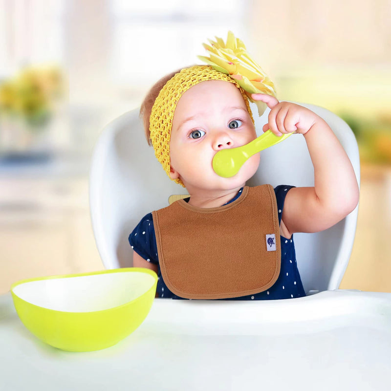[Australia] - Waterproof Baby Bibs for Girls, Boy, Unisex Drool Bib Cotton Solid Knit Infant Feeding Bibs Neutral 