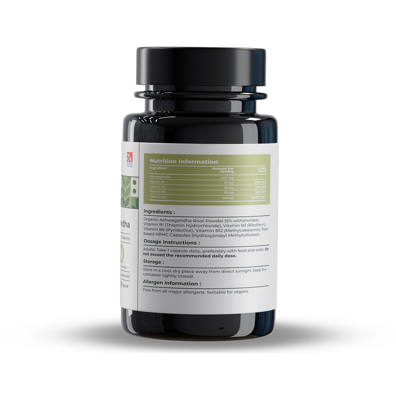 Organic Ashwagandha High Strength Capsules | 470mg, 60 Capsules - 2 Month Supply | Pure Root Extract Supplements for Men & Women | (Not Gummies or Powder) Made in UK | Vegan
