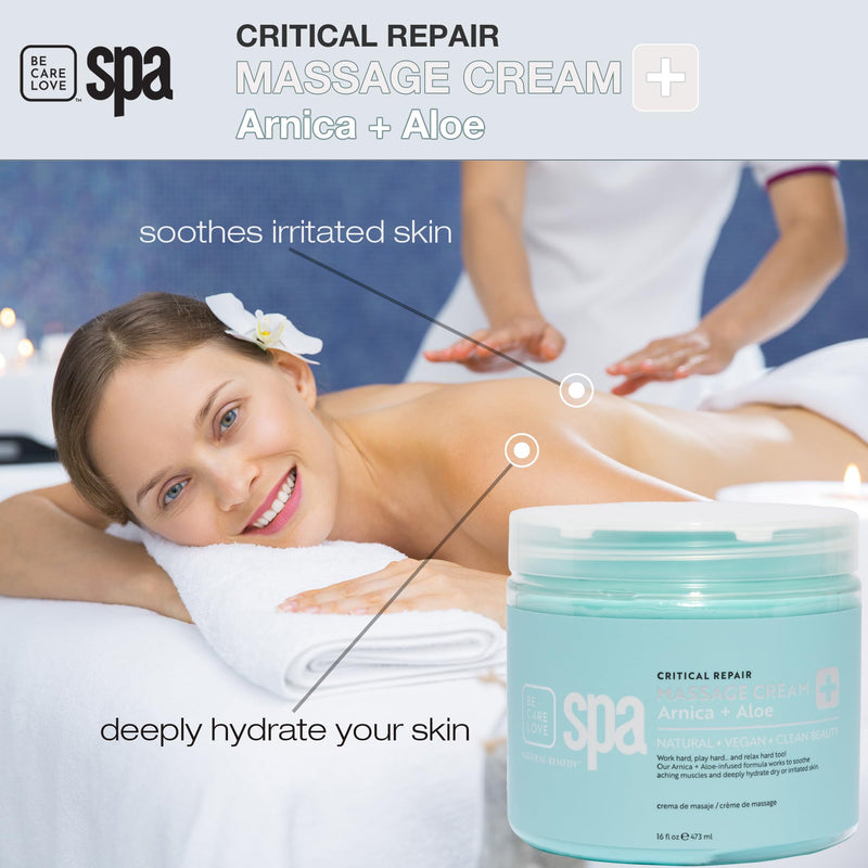 [Australia] - BCL Spa Critical Repair Massage Cream with Arnica, Aloe Vera, Kelp, Argan Oil, Shea Butter | Soothing Relief and deep Skin Nourishment Body Moisturizer, Vegan, Organic | Made in USA | 16 fl oz Arnica & Aloe 16 Fl Oz (Pack of 1) 