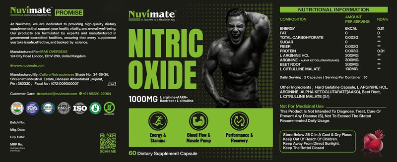 Nitric Oxide Tablet Pre Workout Supplements for Men & Women