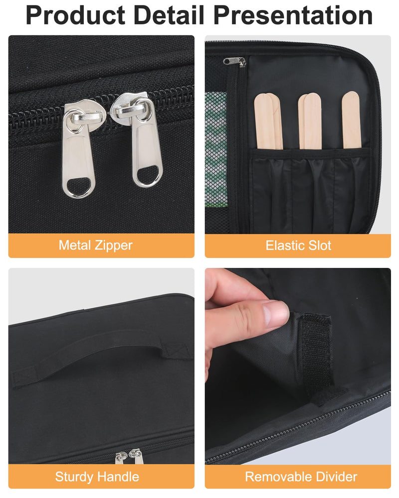 [Australia] - Waxing Kit Bag,Wax Warmer Organizer Bag Wax Kit for Hair Removal Storage Bag Hair Removal Wax Tool Bag (Black) Black 