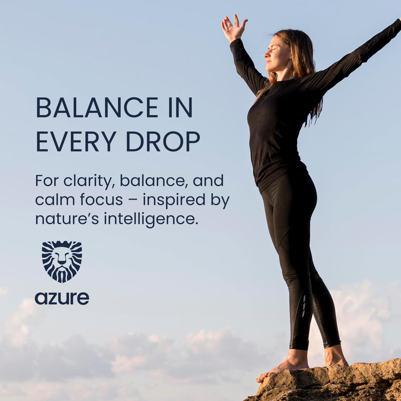 Azure Lion's Mane Drops 10:1 – High-Strength Fruiting Body Extract, Up to 600mg per Day – Alcohol-Free Liquid Supplement for Focus, Memory & Clarity – Vegan Natural Brain Support - 50 ml / 50 Servings