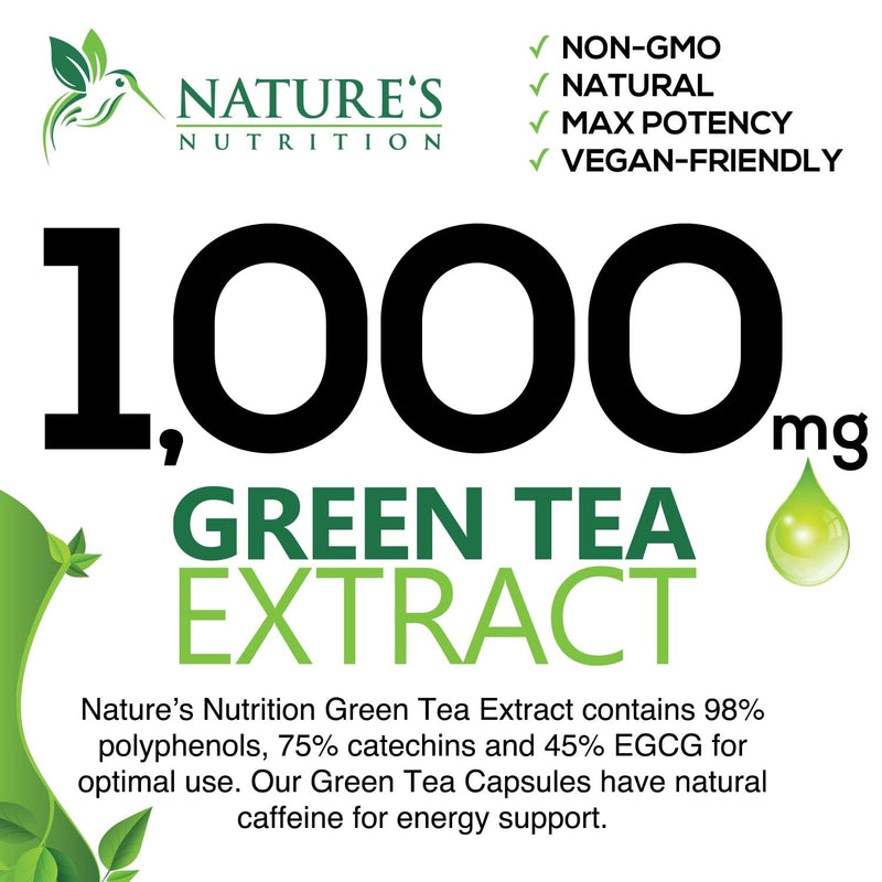 [Australia] - Green Tea Extract Capsules 1000mg 98% Standardized EGCG - 3X Strength for Natural Energy - Heart Support with Polyphenols - Gentle Caffeine - 240 Capsules 240 Count (Pack of 1) 