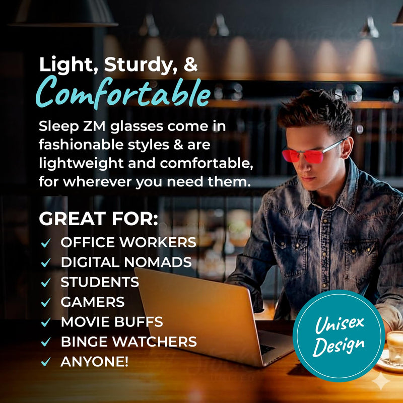 100% Blue Light Blocking Glasses - Women + Men - Better Sleep - Anti Eye Strain Protection - Computer Screens Gaming E2 Clip on Night-timeMax Red