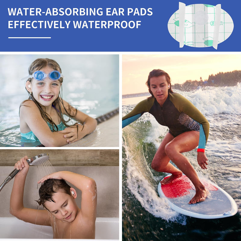 [Australia] - 60 Pieces Ear Covers for Shower, Waterproof Ear Stickers Ear Covers for Swimming Shower Ear Protectors with Waterproof Cotton Ear Plugs for Shower Surfing Snorkeling and Other Water Sports 60 Pieces 
