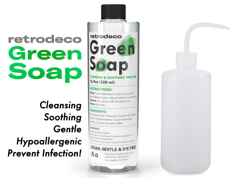 [Australia] - Ultra Concentrated 16.9oz Tincture of Green Tattoo Soap USP: Makes 1.3 Gallons of Green Soap with XL 16.9oz Squeeze Bottle 16.9 Ounces 