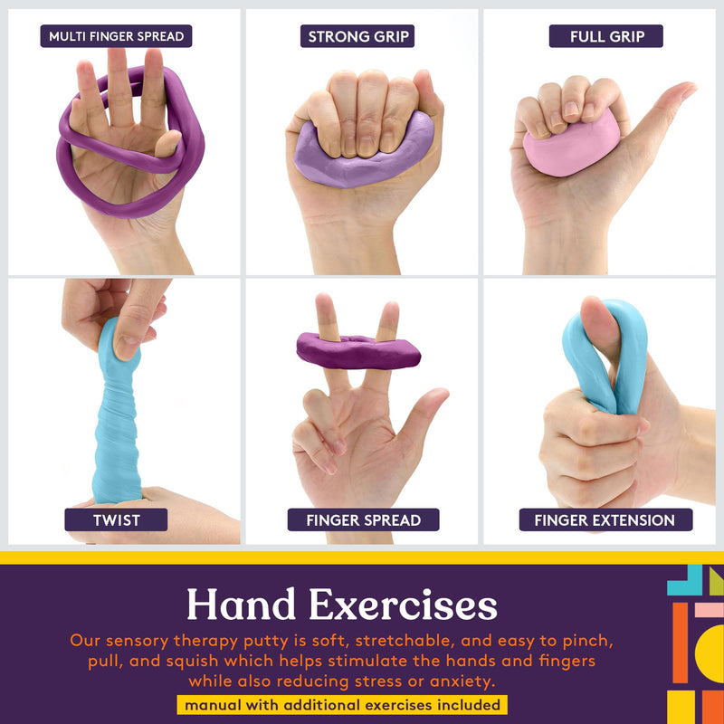 [Australia] - Special Supplies Therapy Putty for Kids and Adults - Resistive Hand Exercise Stress Relief Therapy Putty Kit, Set of 4 Strengths, Three Ounces of Each Putty 