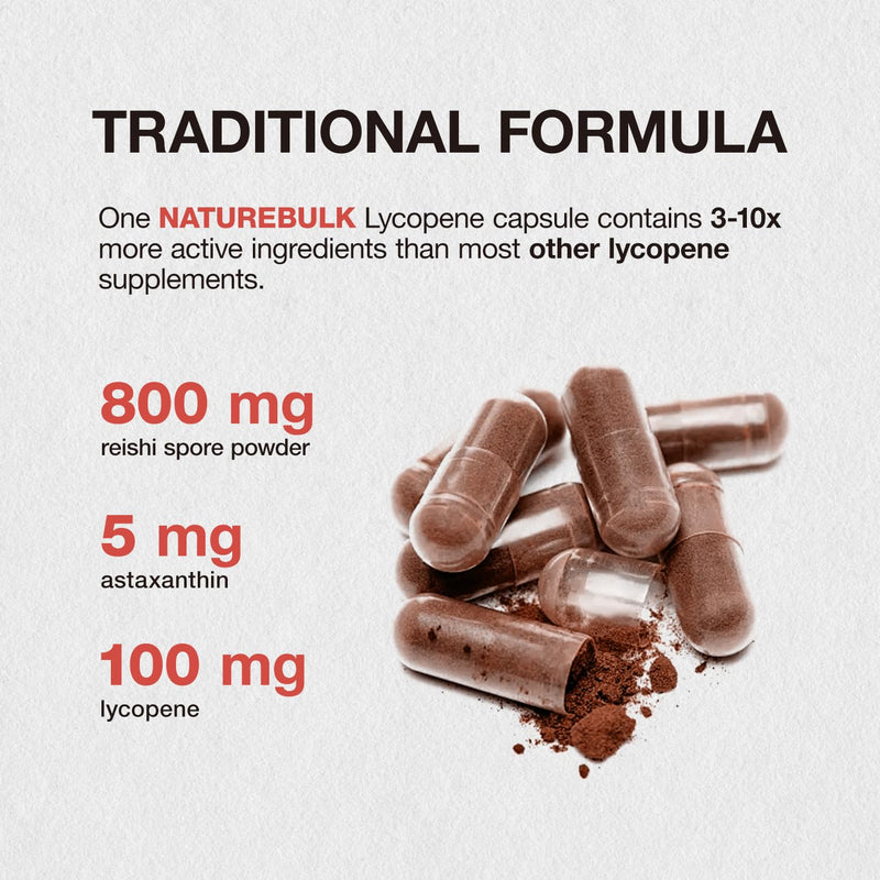 [Australia] - Lycopene 100mg + Astaxanthin 5mg with Reishi Spore, Supplement for Skin Health and Immune Support, 100% Natural Astaxanthin from MicroAlgae and Natural Tomato Extract, 120 Veggie Capsules 