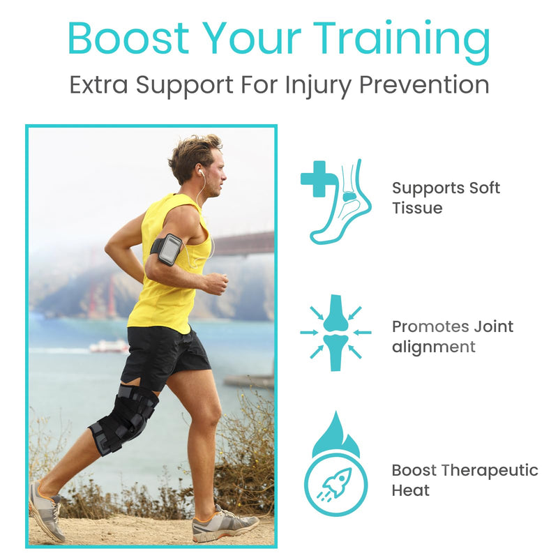 [Australia] - Vive Hinged Knee Brace with Side Stabilizers - Support for Patella & Meniscus Tear Pain for Men & Women - Adjustable Hinges for Hyperextension, MCL, ACL & Sports Injury - Heavy Duty for Stability Medium 