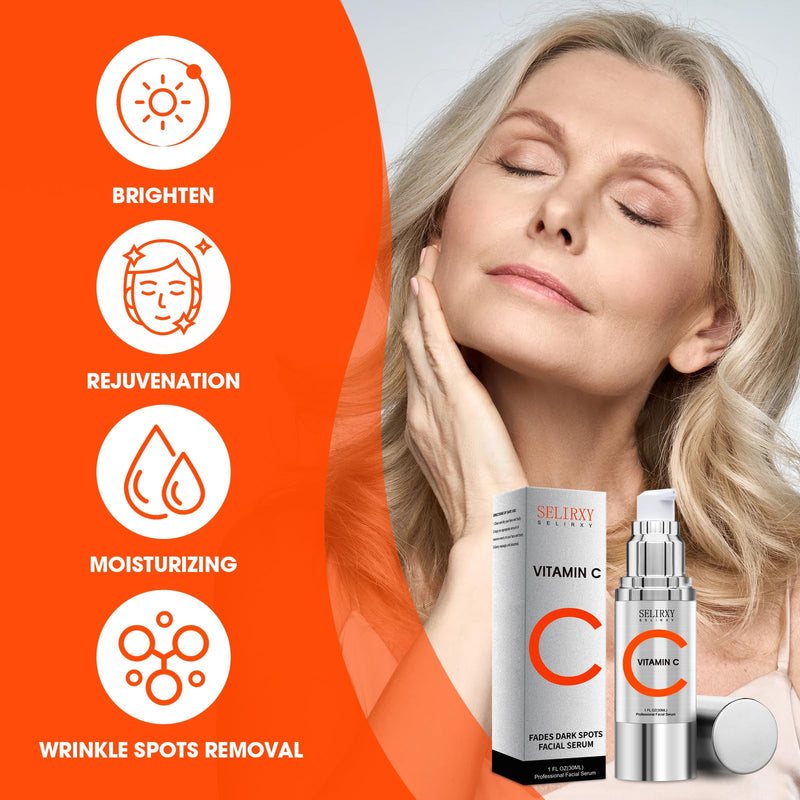 Super Vitamin C Serum for Women over 70, All-In-One Total Package Face Serum for Mature Skin, Hydrating, Lifting, Anti-Aging Reduce Wrinkles Age Spots Unscented