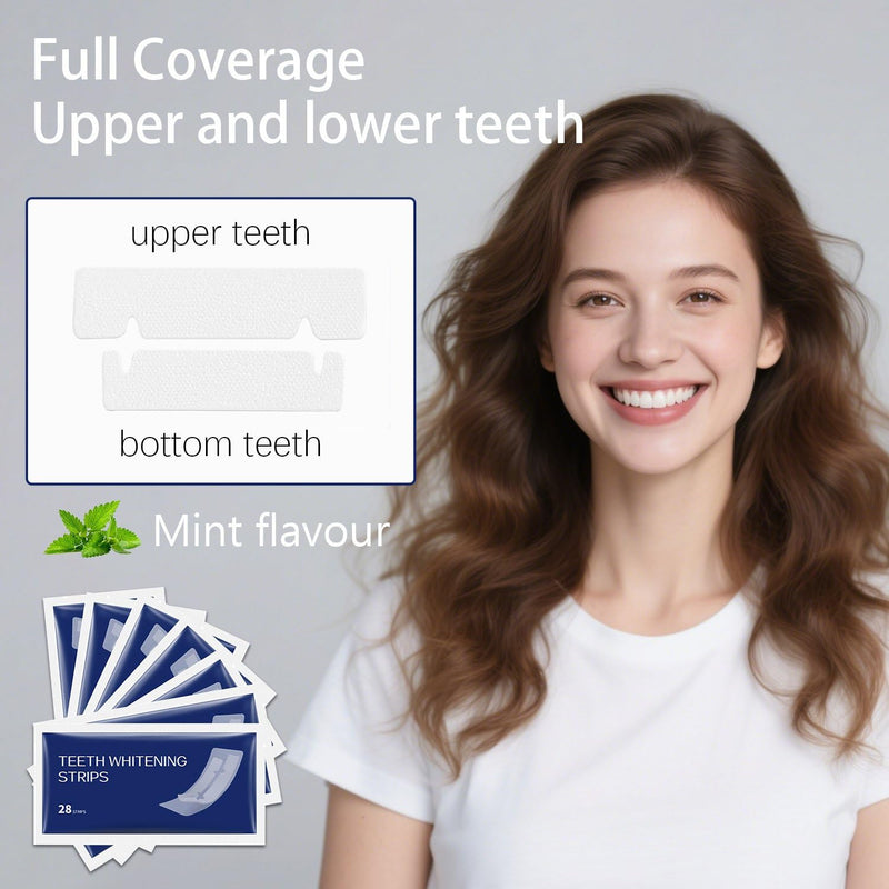 [Australia] - Teeth Whitening Strips 14 Treatments, Gentle Enamel-Friendly Formula for Sensitive Teeth with Non-Slip Dry Tech, for Brighter Smiles After Coffee/Wine, 28 White StripsÔºàMintÔºâ 