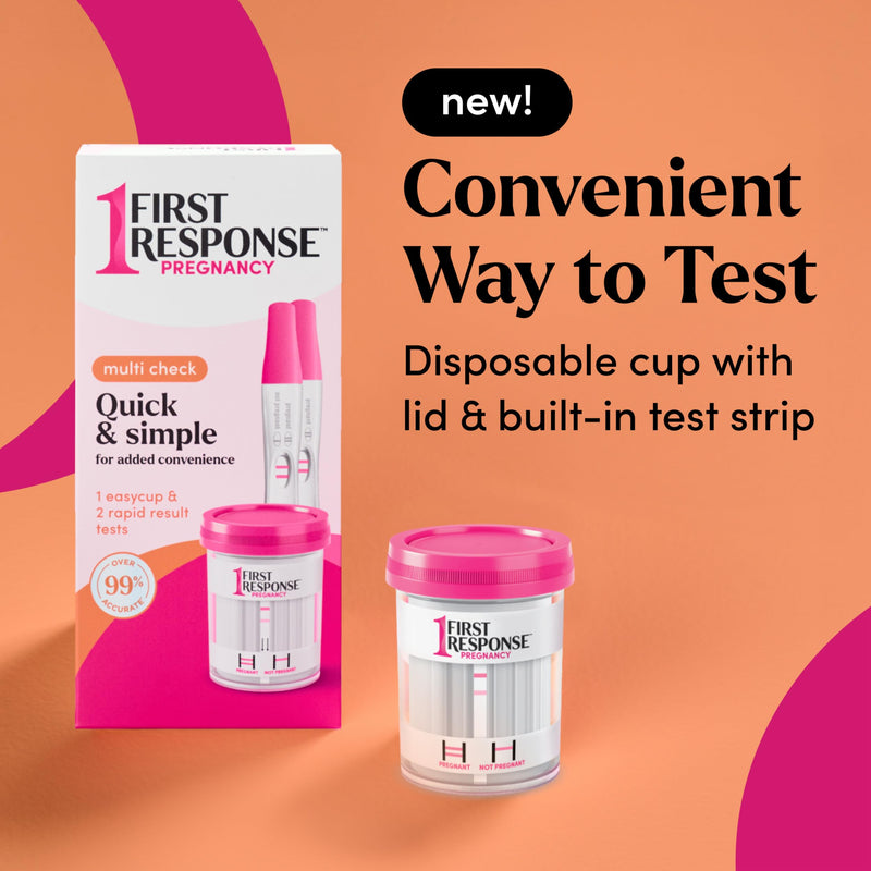 First Response Multi Check Pregnancy Test Kit, 1 Kit | Test 2 Ways, EasyCup Test with Pregnancy Test Strip, Rapid Result Pregnancy Tests, Over 99% Accurate*, Trusted For 30 Years
