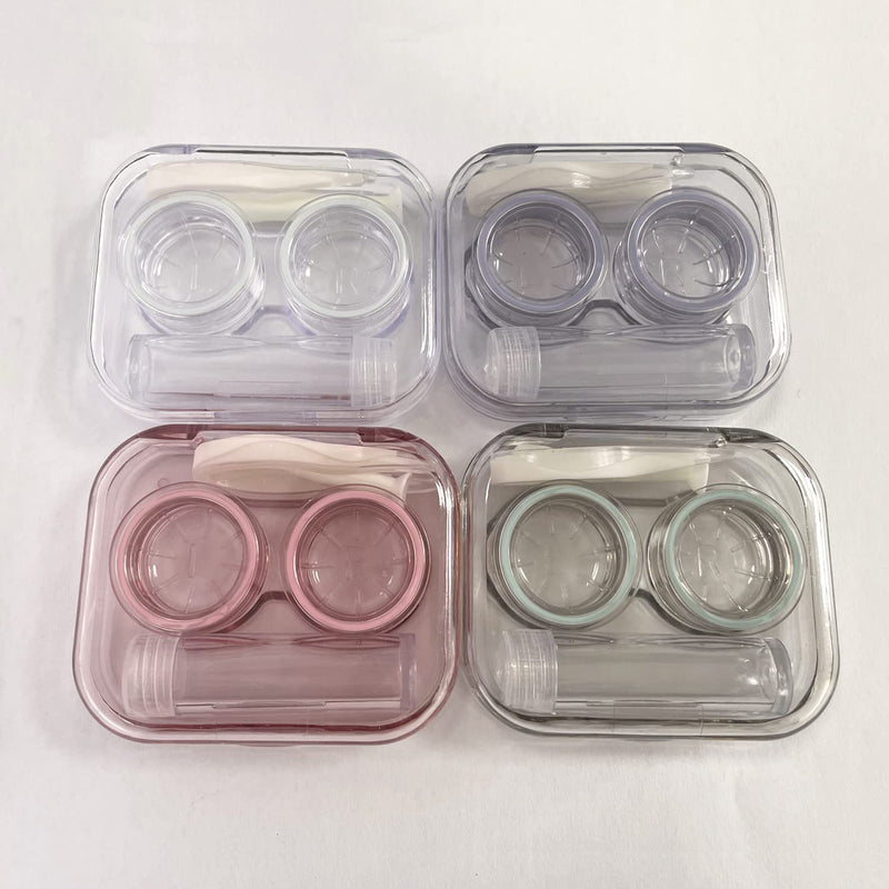 [Australia] - 4 Pack Flip Top Clear Contact Lens Case Travel Kit, Cute Contact Case Holder with Tweezers Remover Tool, Contact Lens Soak Storage Kit for Travel & Home Pink, Green, Blue, Purple 