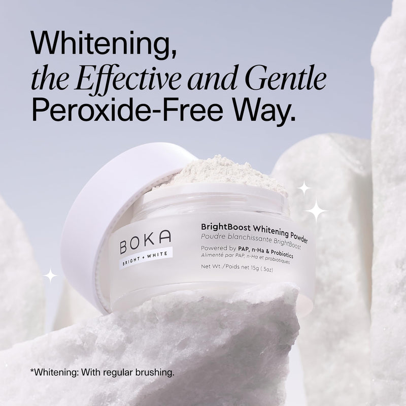 Boka Teeth Whitening Powder with Nano Hydroxyapatite 1pack | Toothpaste alternative for sensitive teeth, formulated with essential oils, probiotics, multivitamins, and aloe 0.5 Ounce (Pack of 1)