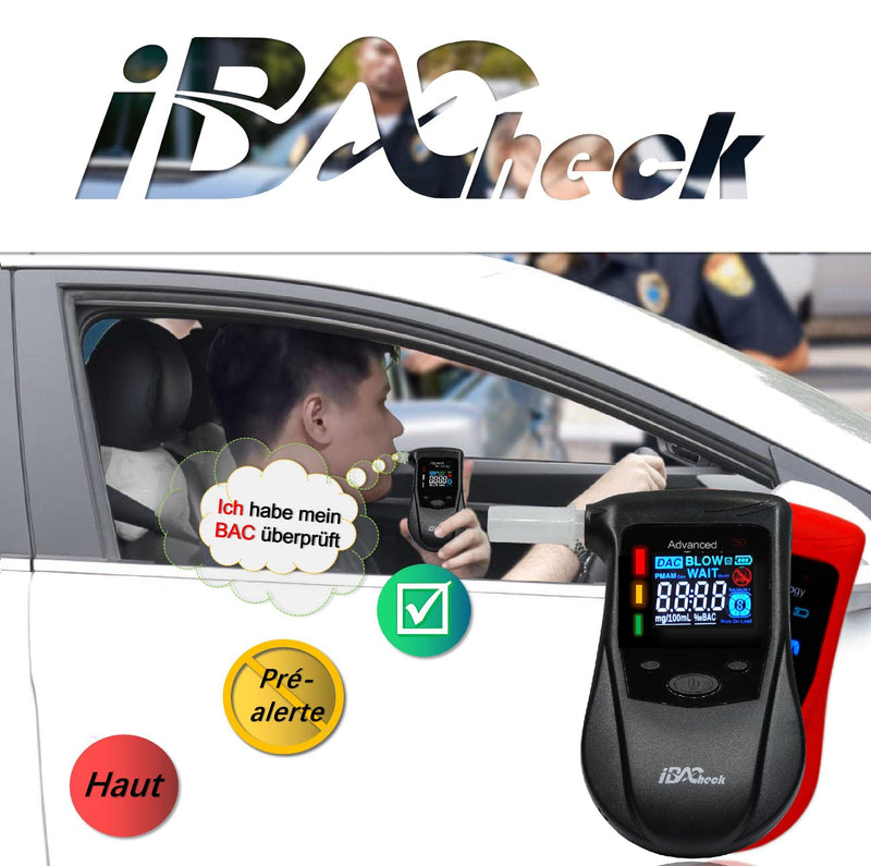 Breathalyzer Rechargeable Battery & pre-Alert Function, 10 Memories Plus 12pcs Mouthpieces & can Last 200 Tests After Fully Charged. 4 Default Unit Setting (4 Color Display) multicoloured