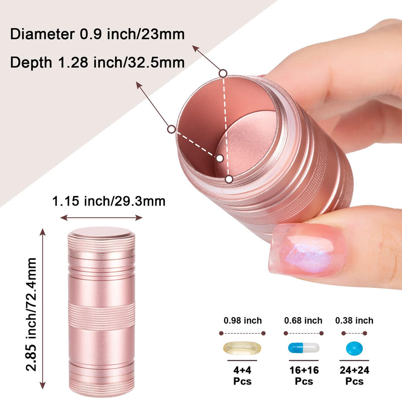 Small Pill Box Metal Pill Case - Portable Waterproof Pill Container for Pocket Purse, Travel Daily Pill Holder, Medicine Organizer for Vitamin/Fish Oil/Supplements Pink 1 Pack Small-Medium