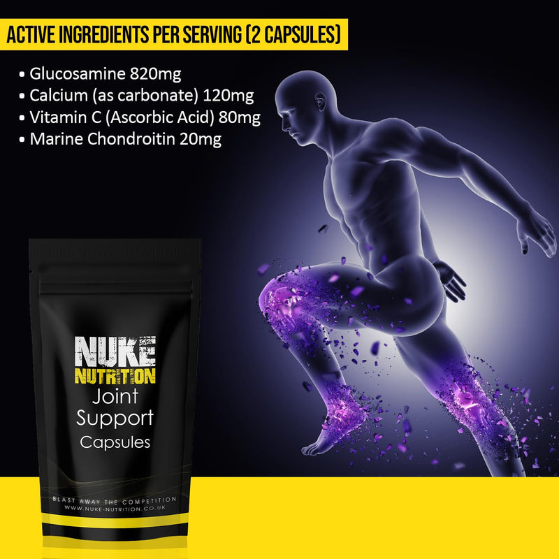 Nuke Nutrition High Strength Glucosamine with Chondroitin - Pure Joint Supplements Complex for Men & Women to Support Bones - 60 Capsules
